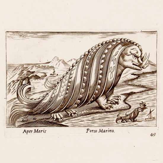 "Porco marino" representado en la obra de Antonio Tempesta de 1650